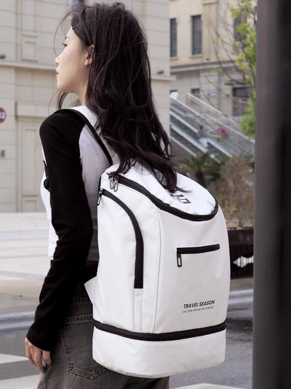TRAVEL SEASON Large Capacity Sports Backpack - Durable Polyester, Wet/Dry Separation, Multi-Compartment Gym Tote Bag for Men and Women, Travel Backpack