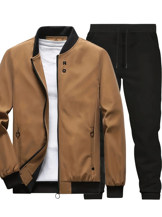 Star Blossom Men's Casual Sports Baseball Suit Pants Two-piece Set with Jacket and Trousers