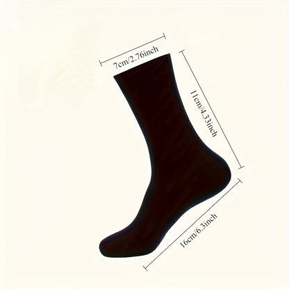 10 Pairs Men's Classic Dress Socks - Lightweight Breathable Office Business Casual Crew Socks, Solid Black, Machine Washable Comfort Fit, Smooth Texture