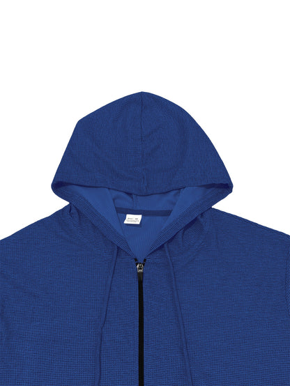 New Style Autumn Men's 2pcs Set, Casual Hooded Long Sleeve Zip-Up Sweatshirt and Drawstring Jogger Pants with Pockets, All-Season Outfit for Men