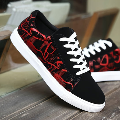 Men's Trendy Street Style Low Top Skateboard Shoes, Comfy Non Slip Lace Up Casual Sneakers For Men's Outdoor Activities