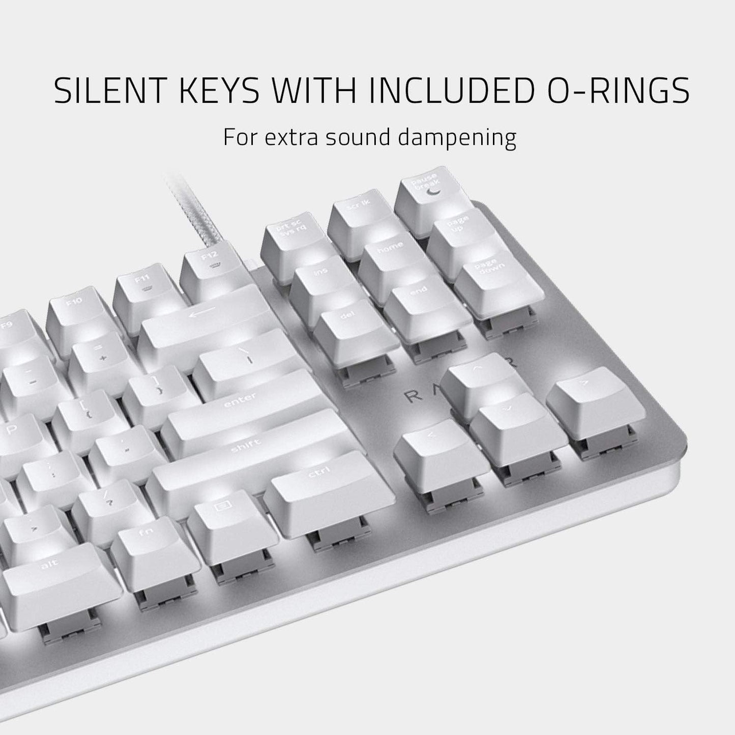 Razer RZ03-02640700-R3M1 Blackwidow Lite Mercury Silent Mechanical Gaming Keyboard (White), with White LED Backlighting for Enhanced Productivity, Orange Switches (Silent and Tactile), US Layout