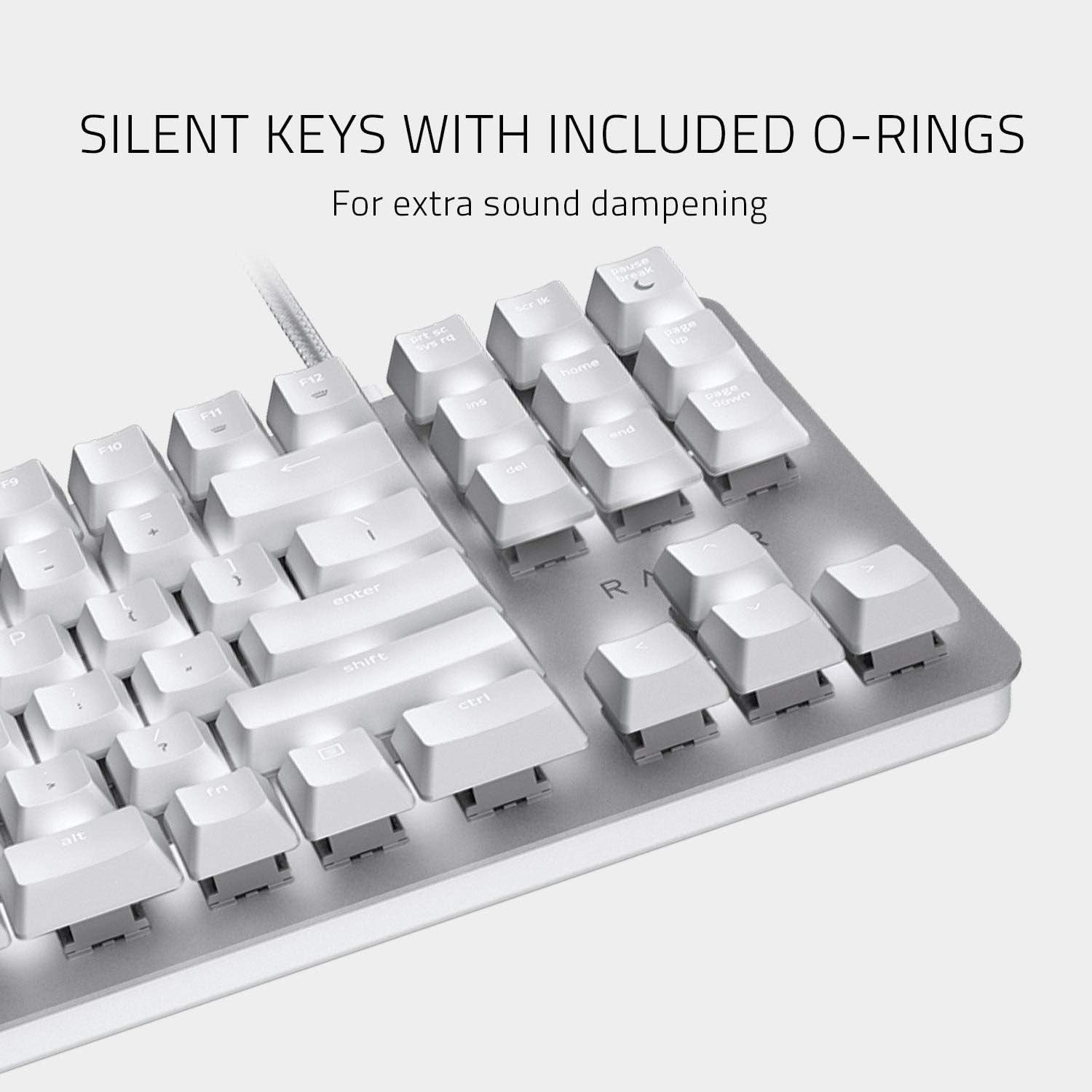 Razer RZ03-02640700-R3M1 Blackwidow Lite Mercury Silent Mechanical Gaming Keyboard (White), with White LED Backlighting for Enhanced Productivity, Orange Switches (Silent and Tactile), US Layout