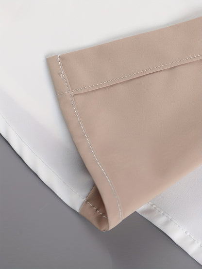 Men'S Casual Two-Piece Spring/Summer Color Block Short Sleeve Shirt and Pants Set - Polyester, Regular Fit, Button-Up with Pocket, No Belt, All-Season Wear, Casual Attire|Casual Style|Polyester Fabric
