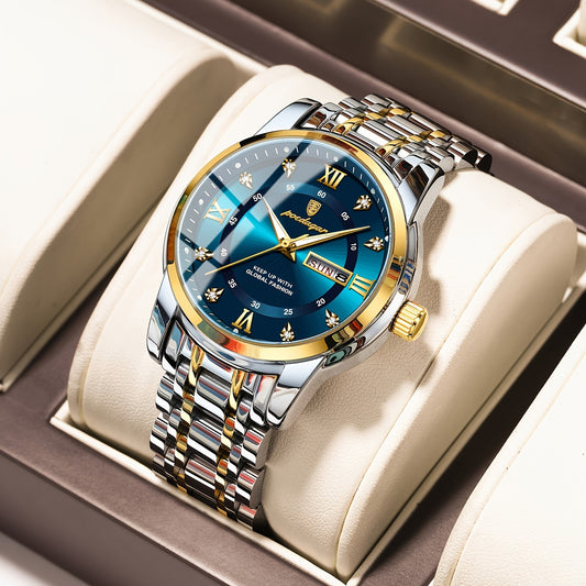 POEDAGAR Luxury Sport Wrist Watch for Man Luminous Date Men'S Watch Quartz Stainless Steel Men'S Watches, Ideal Choice for Gift, Suitable for Women