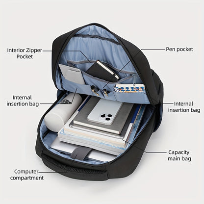 Lightweight Black Laptop Backpack - Durable, Adjustable Shoulder Straps, Zippered Compartments - Ideal for Travel & Daily Use, Laptop Bag