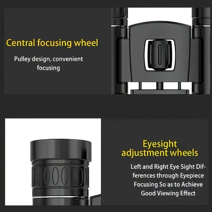 10x22 Compact Folding Binoculars HD Lightweight Pocket Size with Prism Imaging & Center Focus - Durable Plastic for Exploration, Concerts, Sports Events, Compact Binoculars