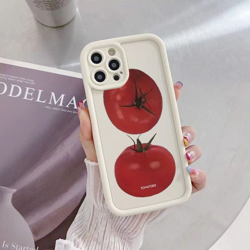 Cartoon Tomato Printed TPU հարվածակայուն հեռախոսի պատյան, որը համատեղելի է Iphone մոդելների հետ, այդ թվում՝ 16, 15 Pro Max, 15 Plus, 15 Pro, 15, 14 Pro Max, 14 Plus, 14 Pro, 14, 13 Pro Max, Pro Max, 12 Pro Max, 12 Pro, 12,1, 1