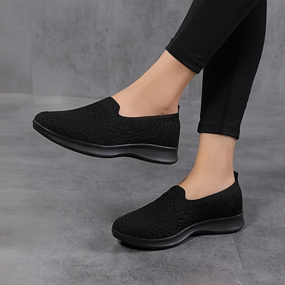 Women's Casual Slip-On Sneakers, Breathable Mesh Lightweight Flat Shoes For Work, Versatile Low-Top Sports Shoes Plus Size