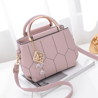 2025 New Women's Geometric Hexagon Pattern Crossbody Bag with Adjustable Strap & Golden-Tone Hardware - Zipper Closure, Polyester Lining, Multiple Colors (Khaki/Dark Gray/White/Pink/Red/Black) - Versatile for Casual & Formal