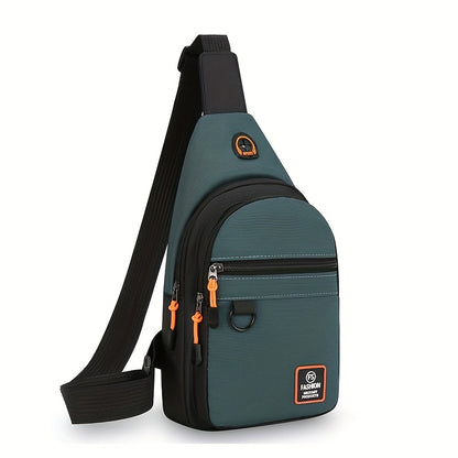 Stylish Men's chest bag with lightweight canvas material, available in black, gray, and blue. Fashionable casual waist pack for outdoor sports, perfect as a gift for men