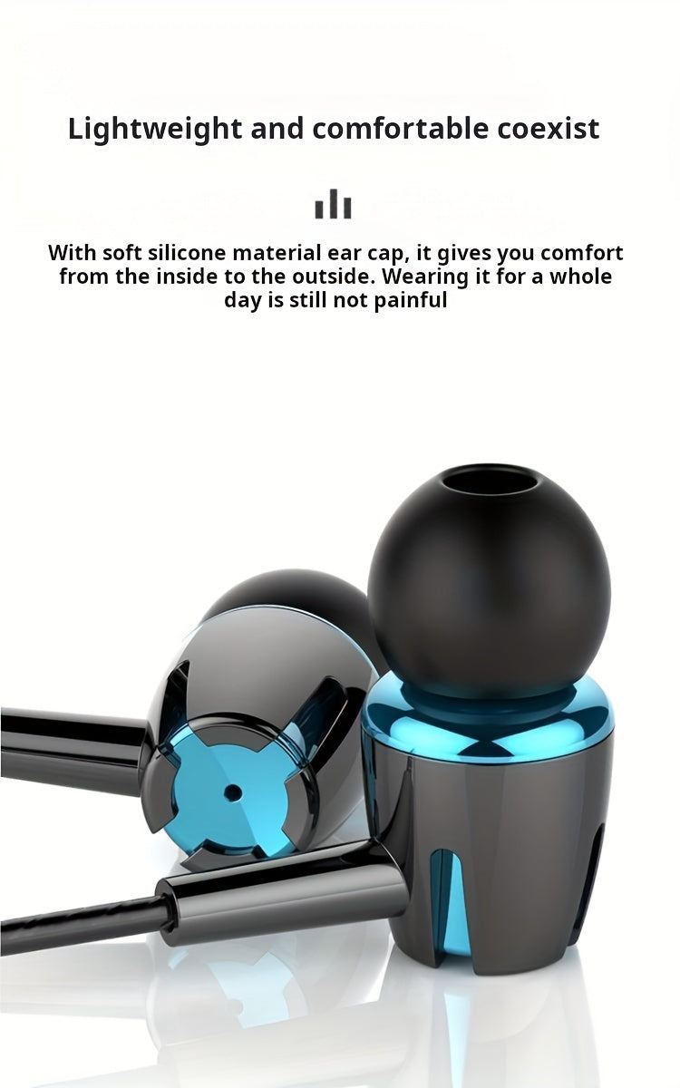 High-quality wired earphones with semi-in-ear design, supporting mobile phones, computers, games, karaoke, wired control with microphone in-ear design, high-definition calls, 3.5mm jack, suitable for sports, running, skipping