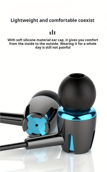 High-quality wired earphones with semi-in-ear design, supporting mobile phones, computers, games, karaoke, wired control with microphone in-ear design, high-definition calls, 3.5mm jack, suitable for sports, running, skipping