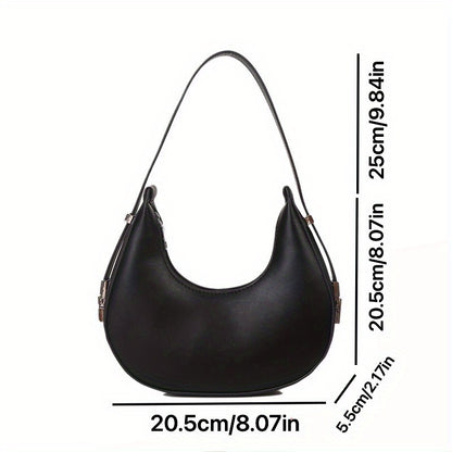 1pc Trendy Crescent Moon Shoulder Bag for Women - Large Capacity, Casual Underarm Purse in Black/Brown/White/Beige, with Polyester Lining, Zip Closure, Perfect for Commuting & Everyday Use, Crossbody Purse, Minimalist Handbag