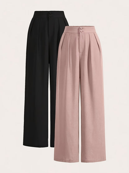 Two-piece Set of High-waisted Wide-leg Pants