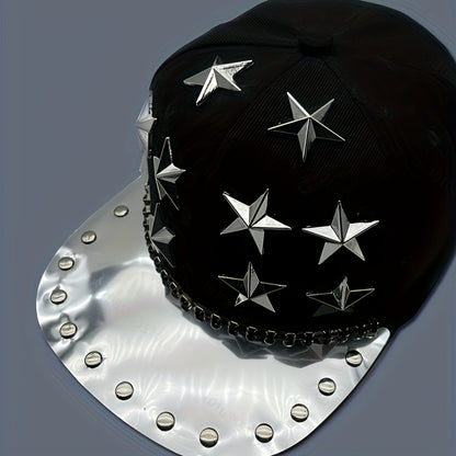1pc Men'S Fashion Hip-Hop Street Dance Punk Baseball Cap, Lightweight Polyester, Non-Stretch Fabric, Street Style with Skull and Wings Design
