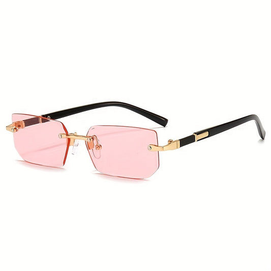 1pc Men's Fashion Rimless Fashion Glasses, Trendy Rimless Classic Small Square Summer Traveling Fashion Glasses, Ideal choice for Gifts