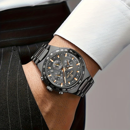 Men's Chronograph Sports Watches with Light, Stainless Steel and Quartz VIP