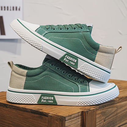 Men'S Breathable Fabric Casual Canvas Shoes, Low-Top Lace-Up Outdoor Sneakers, Trendy Skate Shoes.