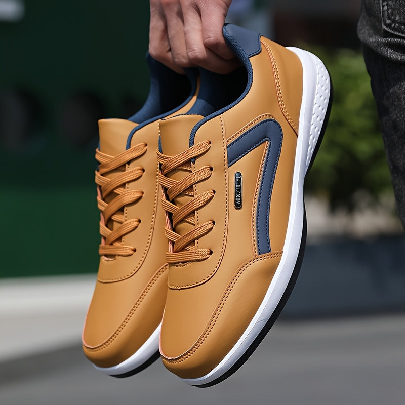 Men'S Classic British Style Casual Business Shoes - All-Season Solid & Geometric Pattern, Low Top Lace-Up, Round Toe, Faux Upper, Fabric Inner, EVA TPR Sole, Comfortable Minimalist Design for Daily & Outdoor Use, Everyday Com