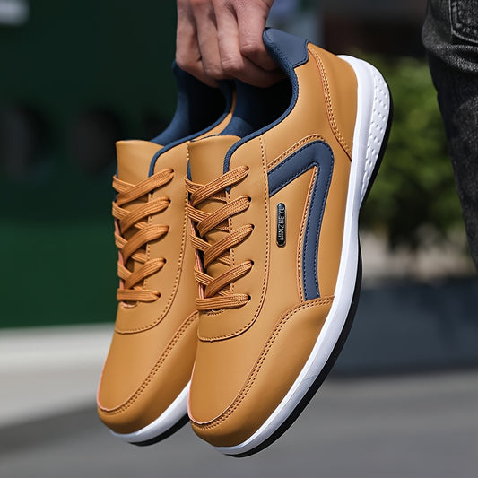 Men'S Classic British Style Casual Business Shoes - All-Season Solid & Geometric Pattern, Low Top Lace-Up, Round Toe, Faux Upper, Fabric Inner, EVA TPR Sole, Comfortable Minimalist Design for Daily & Outdoor Use, Everyday Com