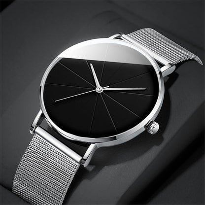 Elegant Minimalist Large Dial Watch with Rose Golden Case and Mesh Strap - Japanese Quartz Movement, Analog Display, Zinc Alloy, Screw-Back Closure for Men and Women