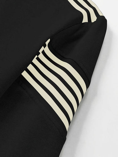 Men'S Spring And Autumn Sports Leisure Set Featuring a Stand-Up Collar Zip-Up Long Sleeve Top, Drawstring Waist Long Pants, Suitable for Running, Outdoor Fitness, And Home Wear, with Pockets And Zippers.