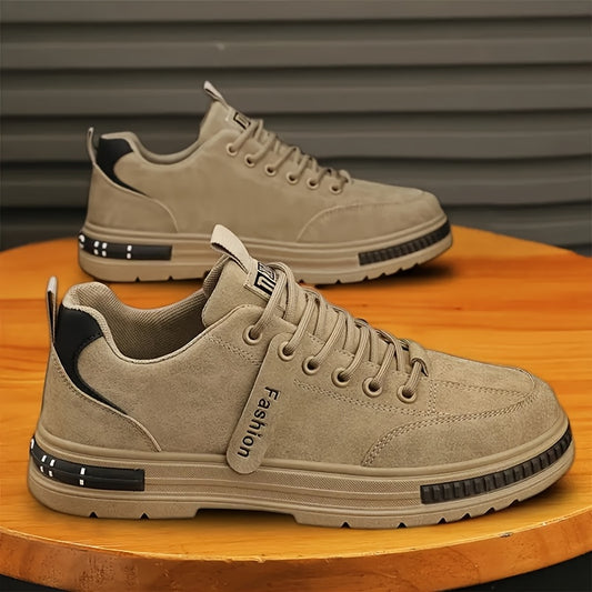 Men'S All-Season Low Top Sneakers, Solid Color, Non-Slip Durable Sports Casual Shoes, Breathable Fabric Lining, Round Toe, Lace-Up Closure, Faux Upper, PVC Sole, Cloth Insole - Versatile for Casual & Sports Use