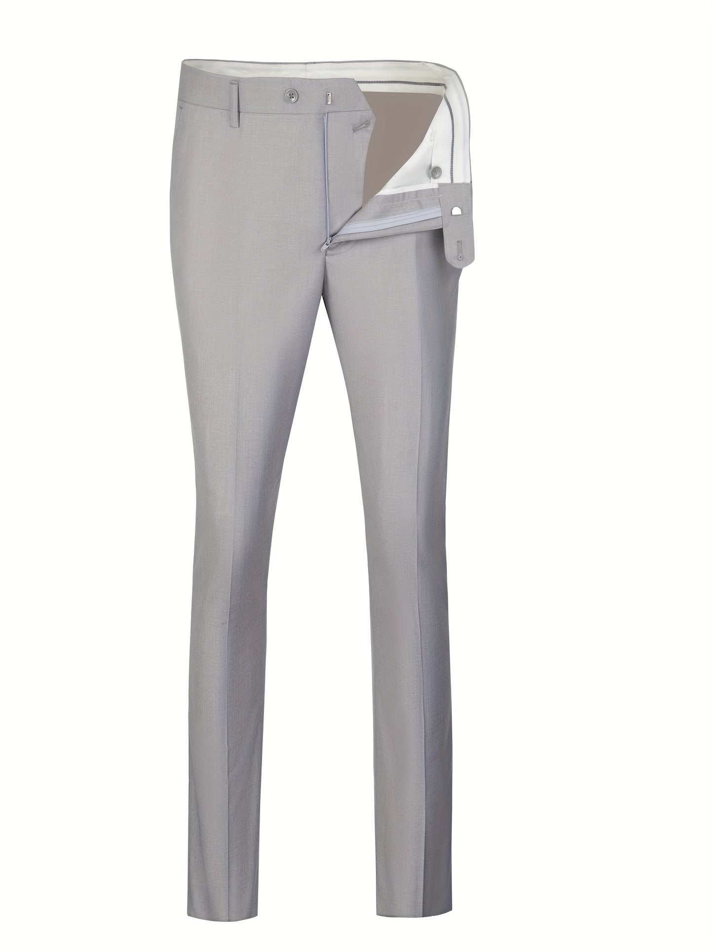 SAILIINY Men'S Solid Color Polyester Viscose Blend Dress Pants, Regular Fit All-Season Party Suit Trousers with Pockets, 80% Polyester 20% Viscose, 240g/m² Woven Fabric, 100% Polyester Lining, for Mature Occasions