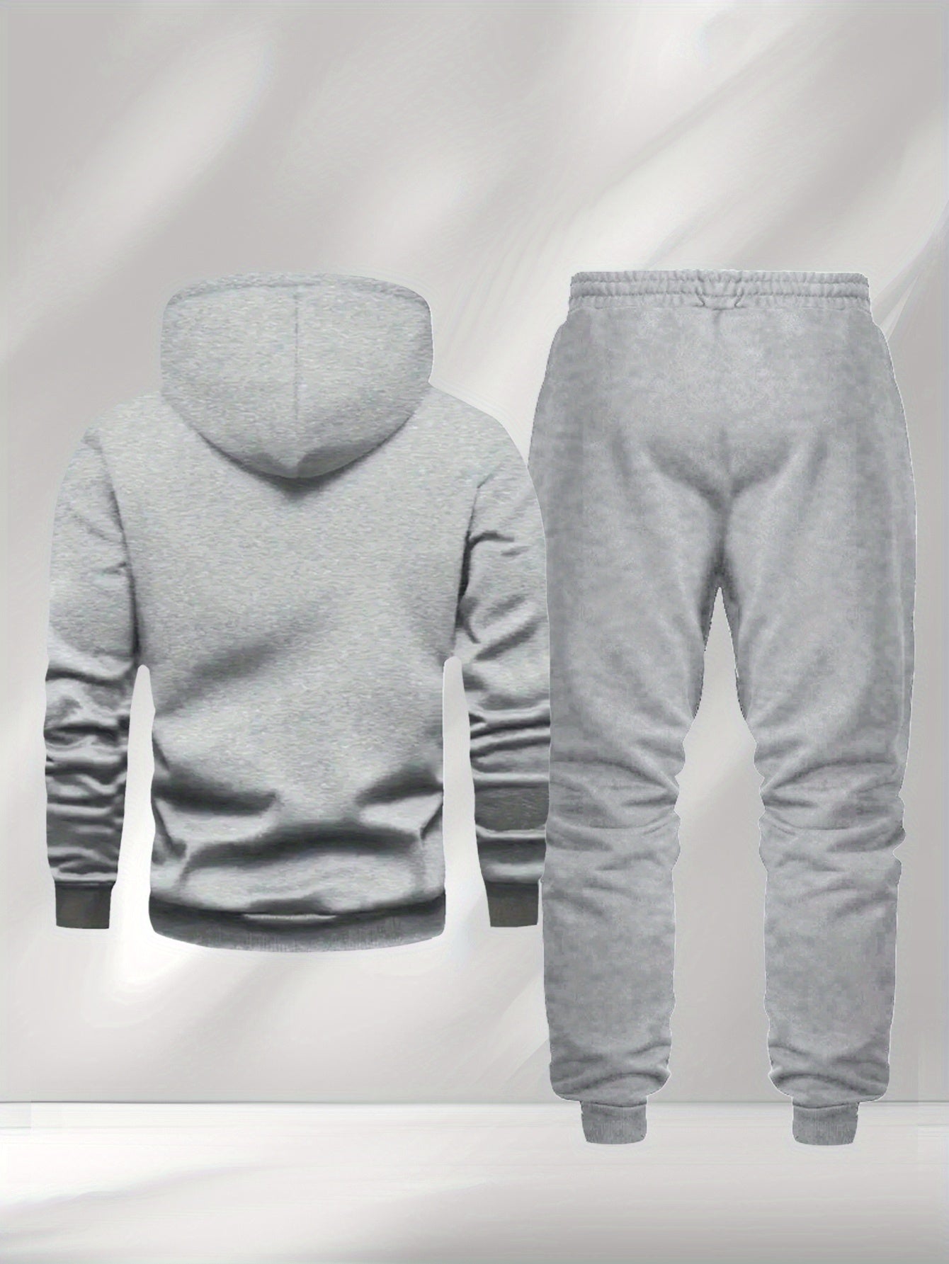 New Autumn and Winter Men's Fleece-Lined Hooded Sweatshirt Set with Print, Long-Sleeve Hoodie and Drawstring Pants for Couples