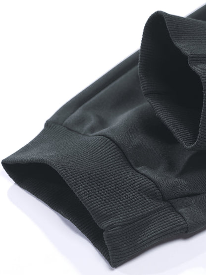 1set Men'S Casual Sports Suit, Polyester Hooded Sweatshirt and Jogger Pants Set, Solid Color, Elastic Waist, Cuffed Ankles, Knit Pullover with Pockets, Regular Fit for Outdoor Running and Jogging - Spring/Autumn Collection