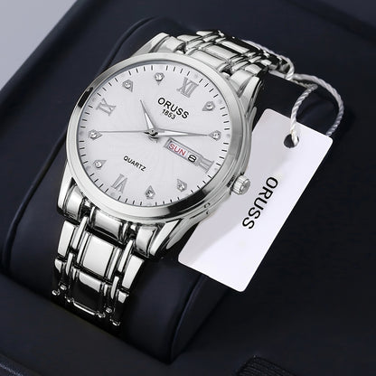1pc Men's Round Luminous Quartz Watch, Wristwatch