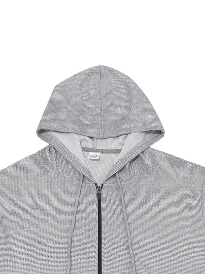 New Style Autumn Men's 2pcs Set, Casual Hooded Long Sleeve Zip-Up Sweatshirt and Drawstring Jogger Pants with Pockets, All-Season Outfit for Men