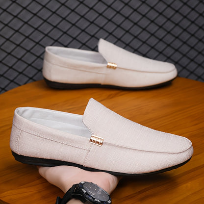 Men's Slip-On Casual Sneakers - Breathable Upper, EVA Cushioned Insole & Durable PU Sole - Low-Top Round Toe Design for All-Season Outdoor Hiking, Daily Wear & Leisure Activities, Allseason Shoes | Stylish Slipons | Fabric Li