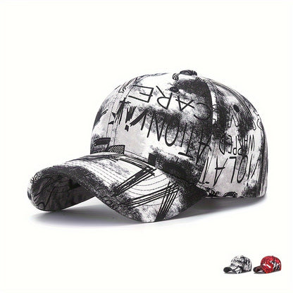 1pc Graffiti Flower Cloth Baseball Cap, Street Trendy Painted Sun Hat