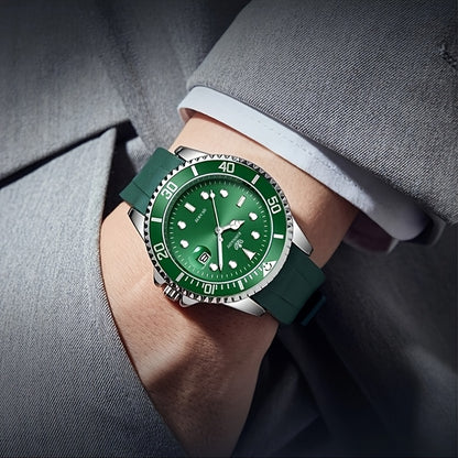 Men'S Square Dial Alloy Watch - Stylish & Durable Silicone Strap, Quartz Movement, Pointer Display, Date Feature, Ideal for Business Casual, Battery Powered (Non-Rechargeable), Everyday Watch|Stylized Dial Design|Durable Cons