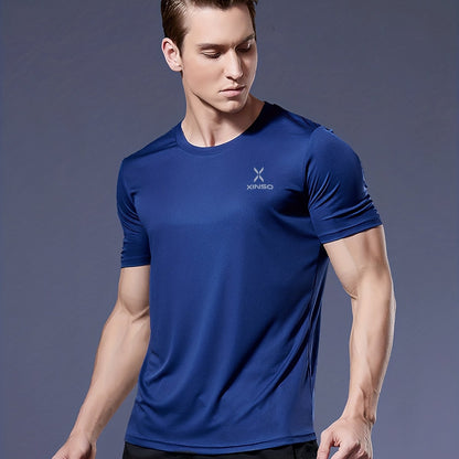 Men's Ultra-Thin T-Shirt with Round Neck, Lightweight and Breathable Performance Running Top for Gym Workouts