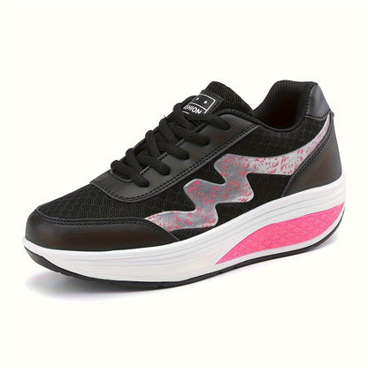 Women's Light Blue Breathable Mesh Sneakers - Air-Cushioned, Thick-Soled Sneakers with Sport Control & Lace-Up Design for All Seasons