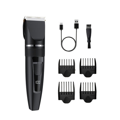 Professional Men's Electric Hair Clipper - Cordless, Adjustable, Rechargeable with LCD Display, USB Charging, for Hair, Face, Beard Trimming - ABS Material