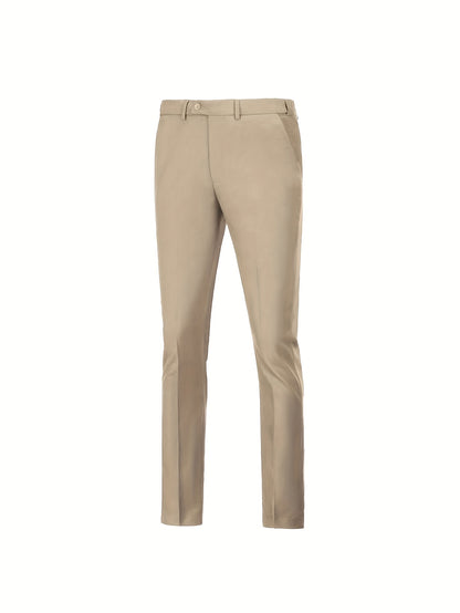 SAILIINY Men'S Solid Color Polyester Viscose Blend Dress Pants, Regular Fit All-Season Party Suit Trousers with Pockets, 80% Polyester 20% Viscose, 240g/m² Woven Fabric, 100% Polyester Lining, for Mature Occasions