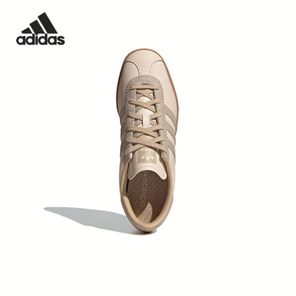 Adidas Originals Stadt Low-Top Sneakers - Slip-Resistant Rubber Sole, Genuine Leather Upper, EVA Cushioned Insole, Striped Design, Beige/Brown, Unisex All-Season Casual Shoes (JR8313), Shoe Insoles, Slipresistant Footwear, Mi