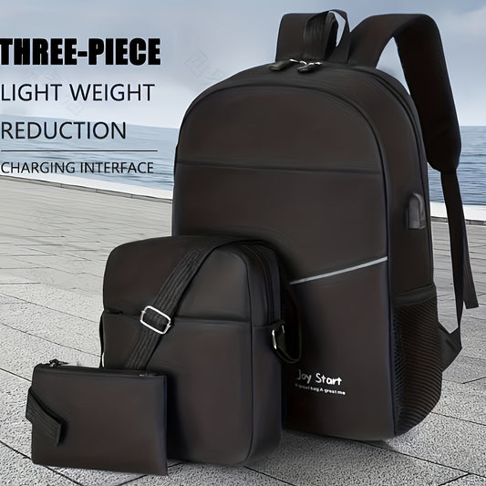 Business Laptop Backpack Business Charging Large Capacity Casual Three-Piece Set Bag