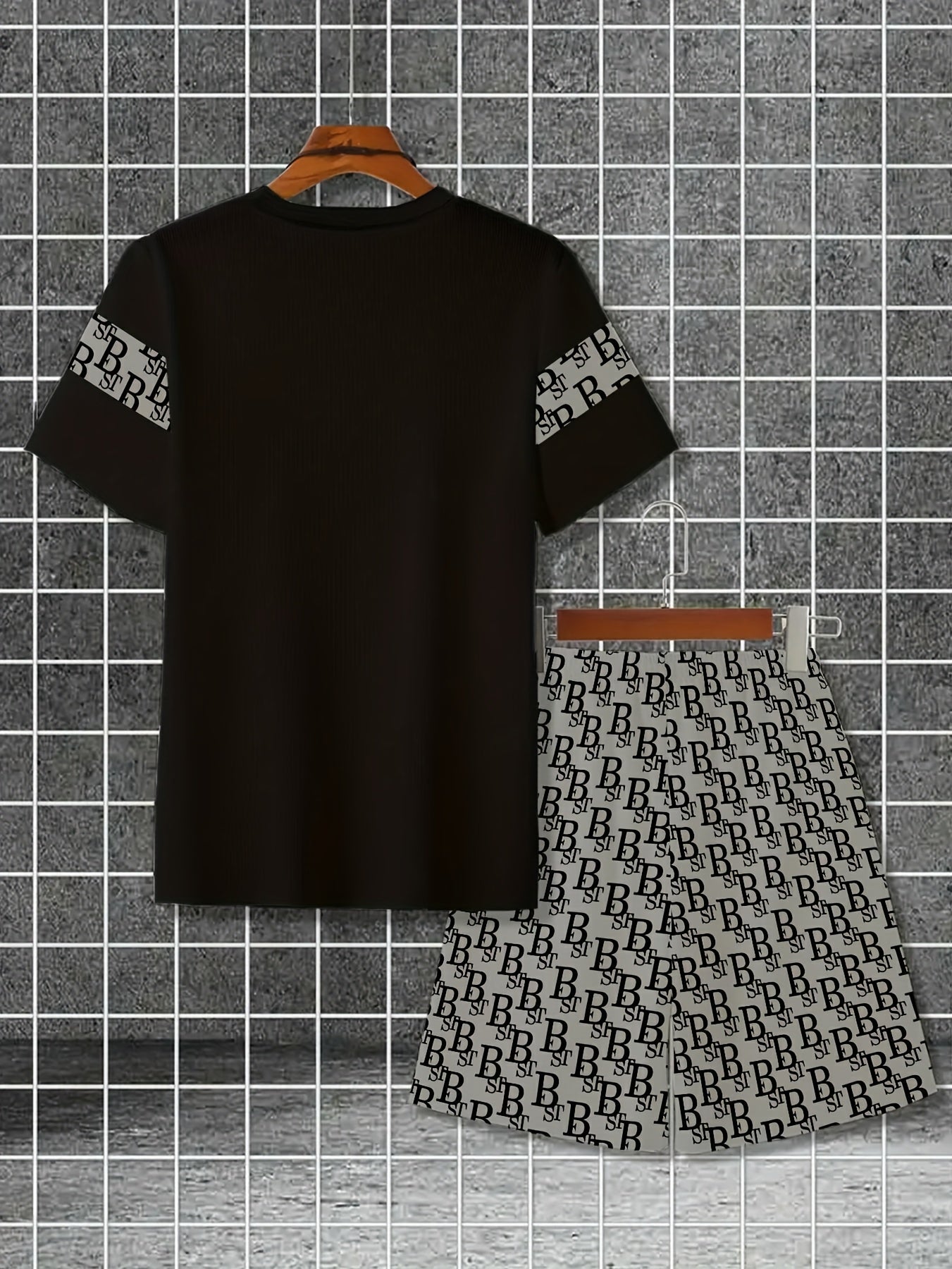 Men's Casual 3D Print Sports Outfit Summer Round Neck Short Sleeve T-Shirt and Shorts Set