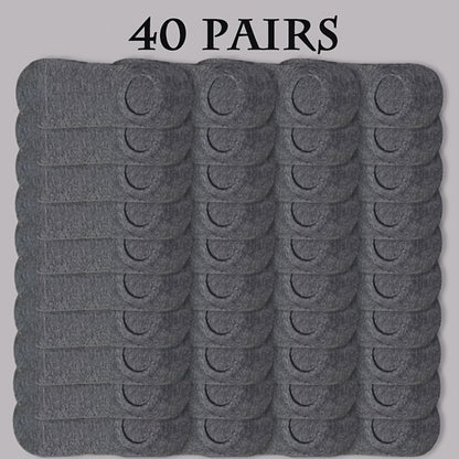 40 Pairs Men'S & Women'S Invisible Boat Socks - Breathable, Lightweight Running & Sports Socks with No-Show Design, Polyester Knit Fabric, Solid Colors (Gray, White, Black), Everyday Leisure Socks | Solid Color Socks | Lightw