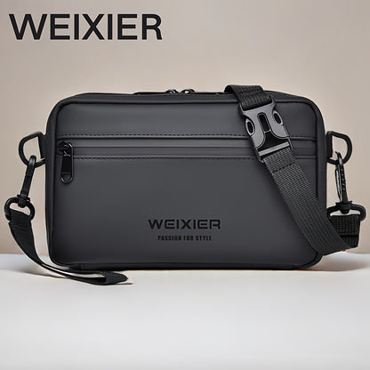 WEIXIER Men's Casual Nylon Handbag - Large Capacity with Adjustable Wrist Strap, Sleek Black for Daily Use, Valentine's Day Gift for Him, Outdoor Bag | Casual Style | Nylon Material