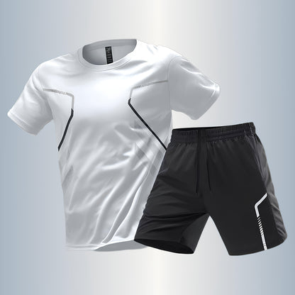 Men'S Lightweight Running Set - Breathable, Quick-Dry Athletic Wear with Zipper Pockets, Ideal for Outdoor Fitness & Training, Casual Sportswear|Casual Sportswear, Athletic Wear