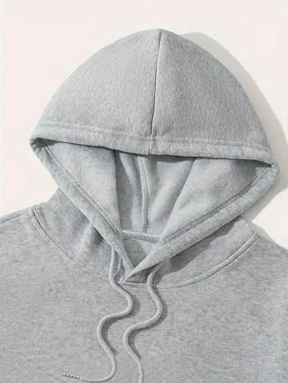 New Autumn and Winter Men's Fleece-Lined Hooded Sweatshirt Set with Print, Long-Sleeve Hoodie and Drawstring Pants for Couples