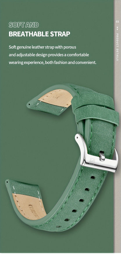 NAVIFORCE Men's Luxury Sports Quartz Watch - Waterproof, Genuine Leather Strap, Dual Display with Date & Chronograph Functions, Case, Green Accents, Luxury Timepiece|Tachymeter Equipped|Genuine Leather Band Valentine's Day