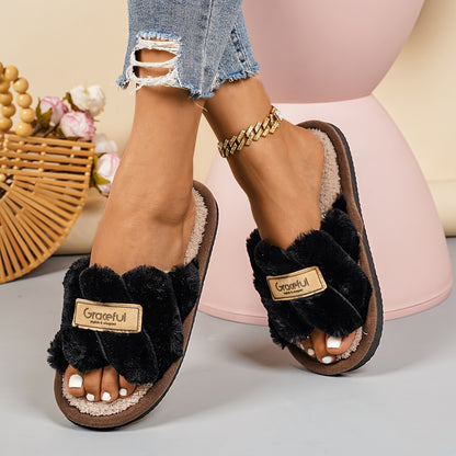 Women'S Winter Slippers - Soft Warm Indoor House Shoes with Non-Slip EVA Sole, All-Season Cozy Lounge Footwear for Home, Office, or Gifts - Available in White, Black, Khaki, Pink, Pastel Colors - Easy-Clean Fabric Constructio