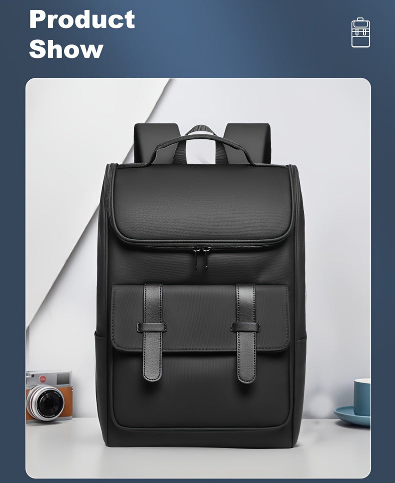 Men'S Stylish Large Capacity Commuter Backpack - Black Oxford Fabric, Durable with Multiple Compartments and Adjustable Straps, Ideal for Office, Student, University, School, Travel, Commute, Travel Backpack | Casual Style Ba